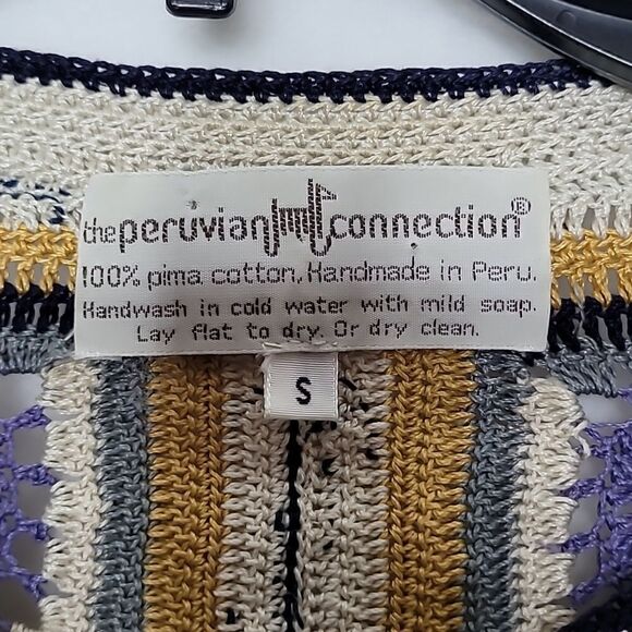 Peruvian Connection Handmade Pima Cotton Knit Cardigan Size Small - Picture 9 of 13
